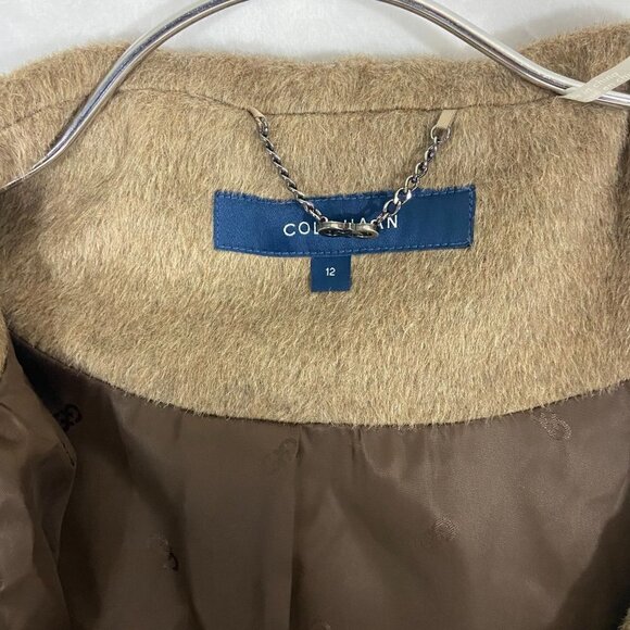 Cole Haan Women's Tie-Waist Wool & Alpaca Blend Wrap Coat Sz 12 Maple Sugar NWOT - Picture 15 of 15
